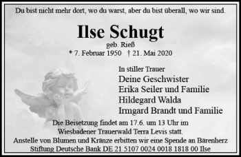 Traueranzeige von Ilse Schugt von vrm-trauer