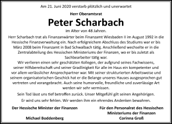 Traueranzeige von Peter Scharbach von vrm-trauer