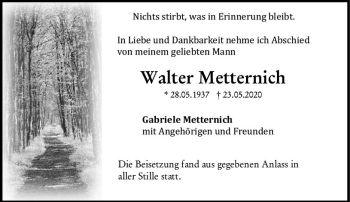Traueranzeige von Walter Metternich von vrm-trauer