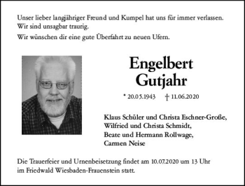 Traueranzeige von Engelbert Gutjahr von vrm-trauer