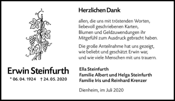 Traueranzeige von Erwin Steinfurth von vrm-trauer