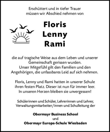 Traueranzeige von Floris  von vrm-trauer