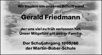Traueranzeige von Gerald Friedmann von vrm-trauer