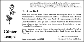 Traueranzeige von Günter Tempel von vrm-trauer