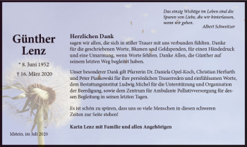 Traueranzeige von Günther Lenz von vrm-trauer