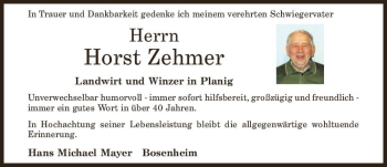 Traueranzeige von Horst Zehmer von vrm-trauer