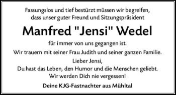 Traueranzeige von Manfred  Wedel von vrm-trauer