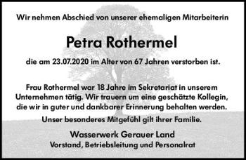 Traueranzeige von Petra Rothermel von vrm-trauer