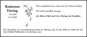 Traueranzeige von Reintraut Hering von vrm-trauer