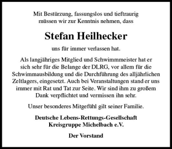 Traueranzeige von Stefan Heilhecker von vrm-trauer
