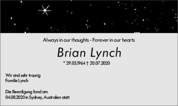 Traueranzeige von Brian Lynch von vrm-trauer