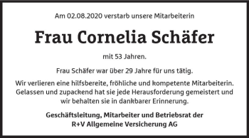 Traueranzeige von Cornelia Schäfer von vrm-trauer