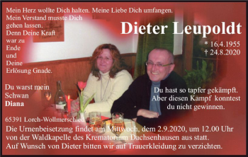 Traueranzeige von Dieter Leupoldt von vrm-trauer