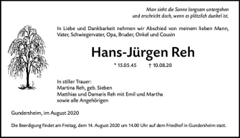 Traueranzeige von Hans-Jürgen Reh von vrm-trauer