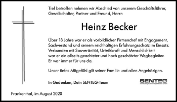 Traueranzeige von Heinz Becker von vrm-trauer