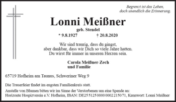 Traueranzeige von Lonni Meißner von vrm-trauer