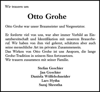 Traueranzeige von Otto Grohe von vrm-trauer