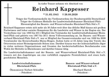 Traueranzeige von Reinhard Kappesser von vrm-trauer