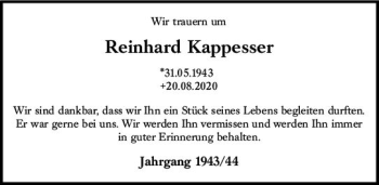 Traueranzeige von Reinhard Kappesser von vrm-trauer
