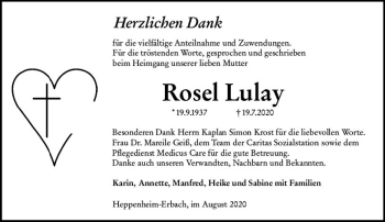 Traueranzeige von Rosel Lulay von vrm-trauer