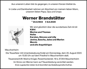 Traueranzeige von Werner Brandstätter von vrm-trauer