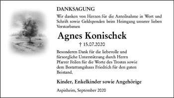 Traueranzeige von Agnes Konischek von vrm-trauer