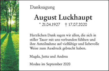 Traueranzeige von August Luckhaupt von vrm-trauer