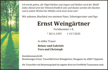 Traueranzeige von Ernst Weingärtner von vrm-trauer