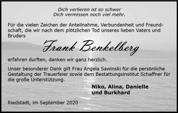 Traueranzeige von Frank Benkelberg von vrm-trauer