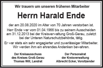 Traueranzeige von Harald Ende von vrm-trauer