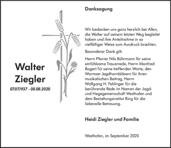Traueranzeige von Heidi Ziegler von vrm-trauer