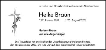 Traueranzeige von Heike Braun von vrm-trauer