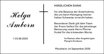 Traueranzeige von Helga Amborn von vrm-trauer