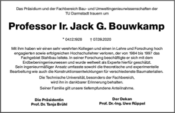 Traueranzeige von Jack G. Bouwkamp von vrm-trauer
