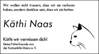 Traueranzeige von Käthi Naas von vrm-trauer