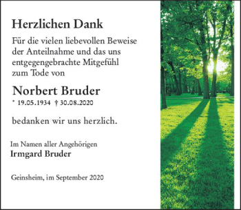 Traueranzeige von Norbert Bruder von vrm-trauer