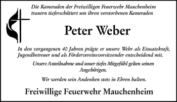 Traueranzeige von Peter Weber von vrm-trauer
