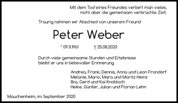 Traueranzeige von Peter Weber von vrm-trauer