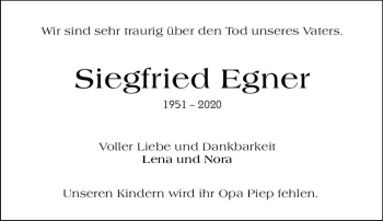 Traueranzeige von Siegfried Egner von vrm-trauer