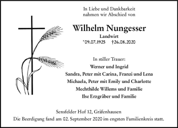 Traueranzeige von Wilhelm Nungesser von vrm-trauer