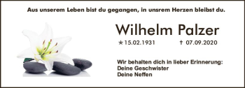 Traueranzeige von Wilhelm Palzer von vrm-trauer