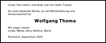 Traueranzeige von Wolfgang Thoma von vrm-trauer