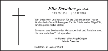 Traueranzeige von Ella Dascher von vrm-trauer
