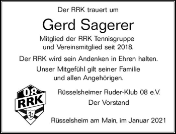 Traueranzeige von Gerd Sagerer von vrm-trauer