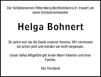 Traueranzeige von Helga Bohnert von vrm-trauer