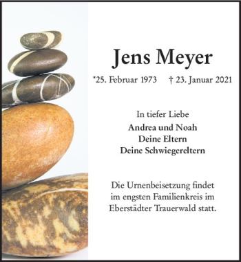 Traueranzeige von Jens Meyer von vrm-trauer