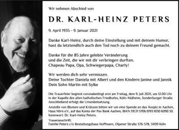Traueranzeige von Karl-Heinz Peters von vrm-trauer