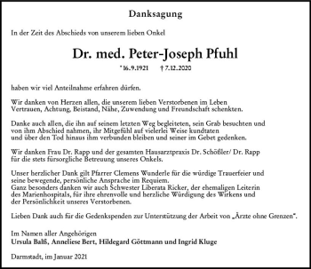 Traueranzeige von Peter-Joseph Pfuhl von vrm-trauer