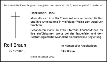 Traueranzeige von Rolf Braun von vrm-trauer