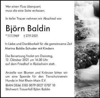 Traueranzeige von Björn Baldin von vrm-trauer